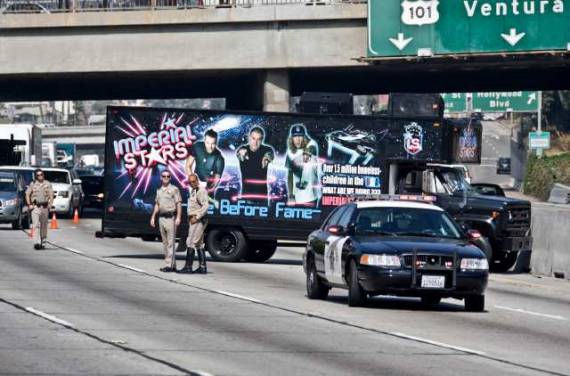 Charges pending for hip-hop band that blocked 101 Freeway.  (LAT)