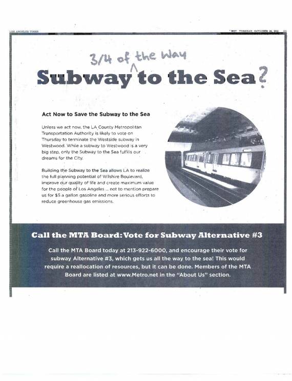 Subway to the Sea ad from yesterday's Times.  Image via ##http://thesource.metro.net/wp-content/uploads/2010/10/subad1.jpg##The Source##