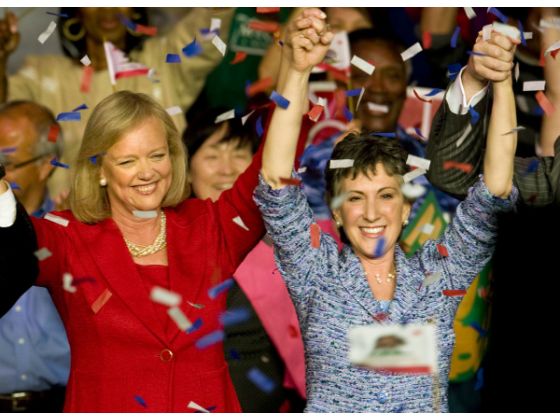 Whitman, Fiorina, confetti.  Photo: OC Register