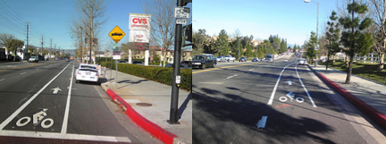 New Bike Lanes on Reseda and Rinadli in the Valley.  Image: LADOT Bike Blog