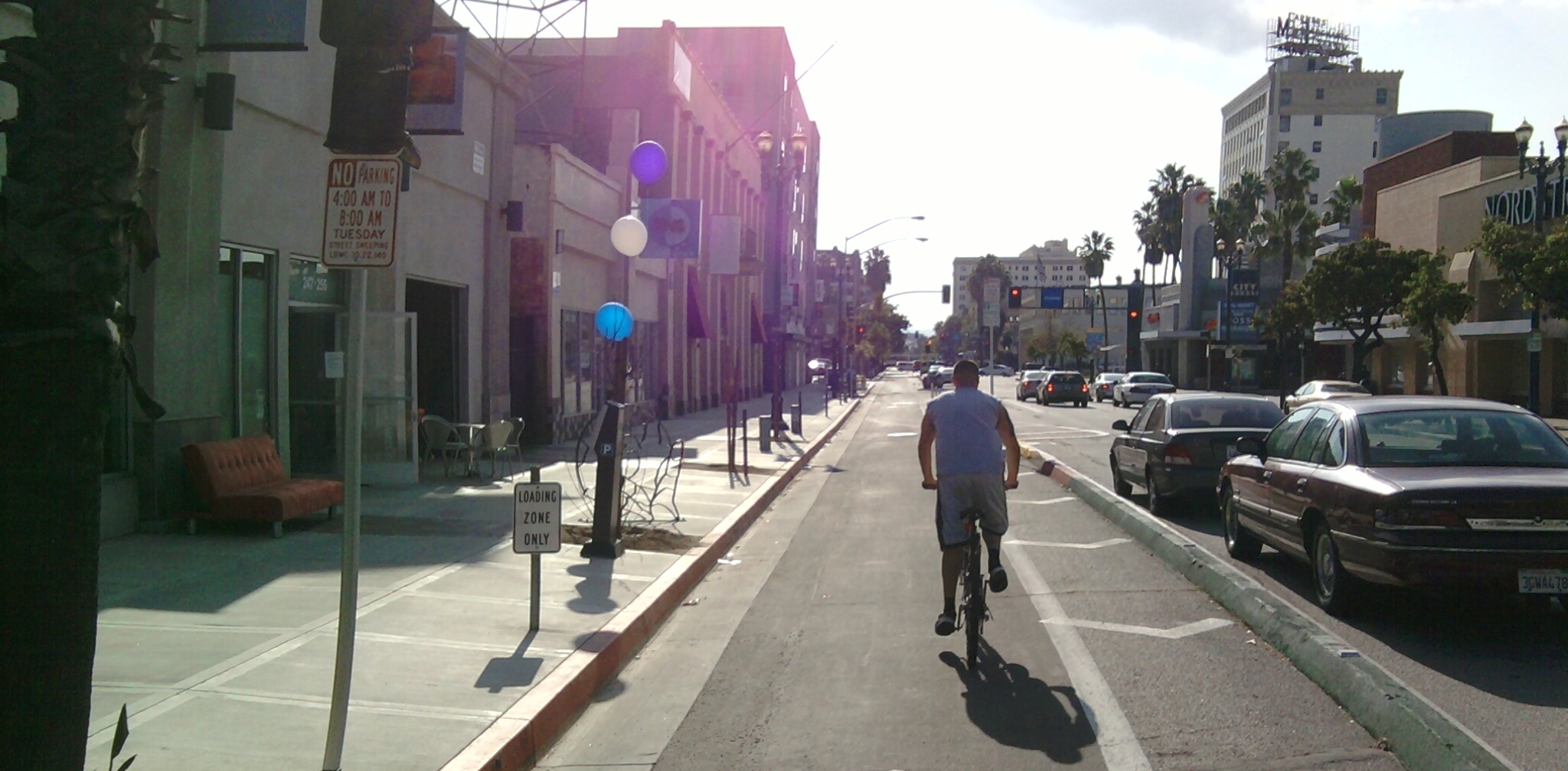 Long Beach's cycletracks open this Saturday - all photos by Joe Linton