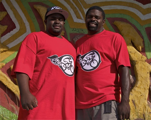 Bryan August-Jones and John Jones III, leader of the East Side Riders, after the Ride 4 Love.