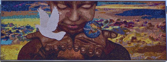 A mosaic designed by the late Willie Middlebrook for the Crenshaw stop of the Expo Line. Sahra Sulaiman/Streetsblog L.A.