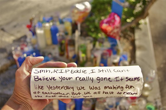 Memorial shrine for Eddie Mitchell, 15, one of six people killed in South L.A. on the Fourth of July. (photo: sahra)