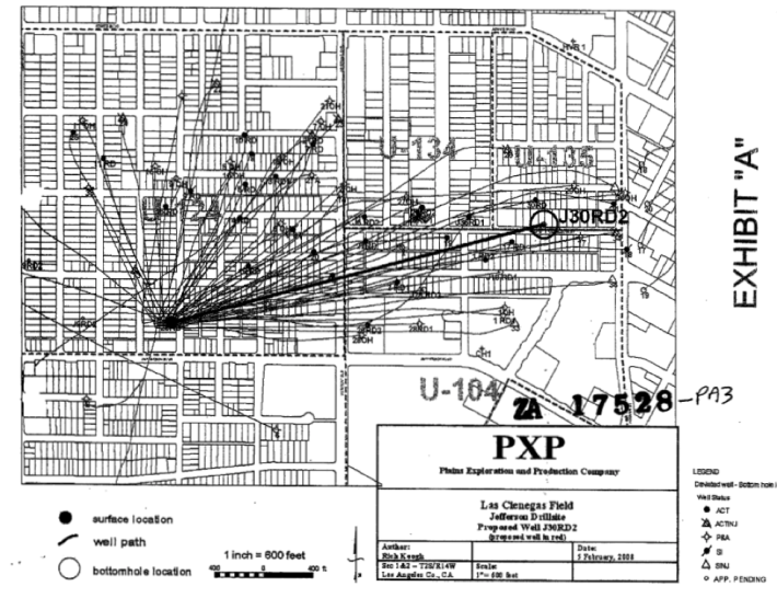 Pipelines emanating from the drill site at Jefferson/Budlong.