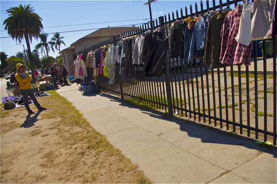 Side streets are often popular sites for impromptu yard sales. Sahra Sulaiman/LA Streetsblog