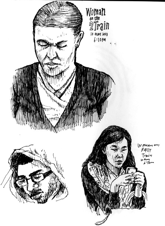 Sketches of people on the 2 Train, 2013