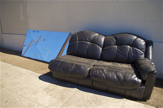 Complete Streets should also encompass clean streets. Couch on Rivera St. (just off 1st), a frequent dumping site. Sahra Sulaiman/LA Streetsblog