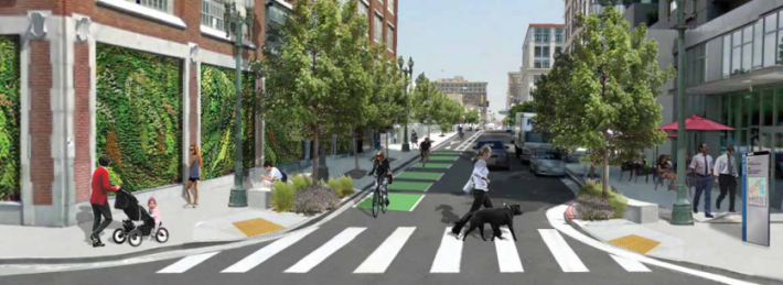 MyFigueroa planned improvements on 11th Street leading to Figueroa Street. Image from MyFigueroa website