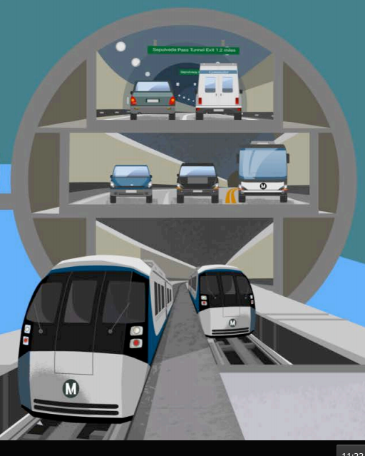 Metro rendering of multi-deck tunnel below Sepulveda Pass. Click for full image and presentation.