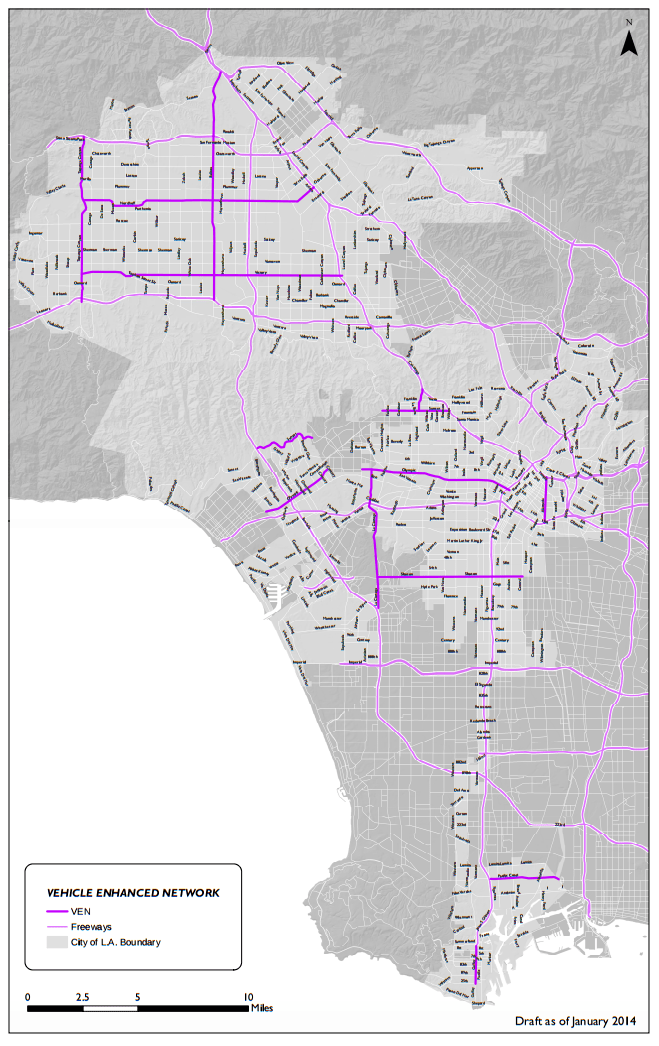 L.A.'s City Planning Department thinks that adding more traffic to these streets will be a good idea. The "Vehicle Enhanced Network" mapped on page 29 of the Mobility Atlas component of L.A.'s proposed Transportation Plan.