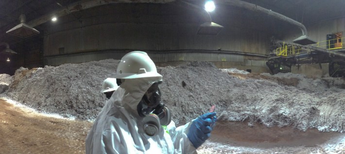 April 18, 2014 -- View inside the Reverb Furnace Feedstock Room. (Source: DTSC)