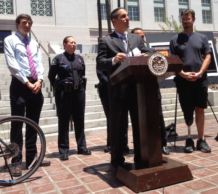 Assemblymember Mike Gatto speaking on the importance of reducing hit-and-run crimes.