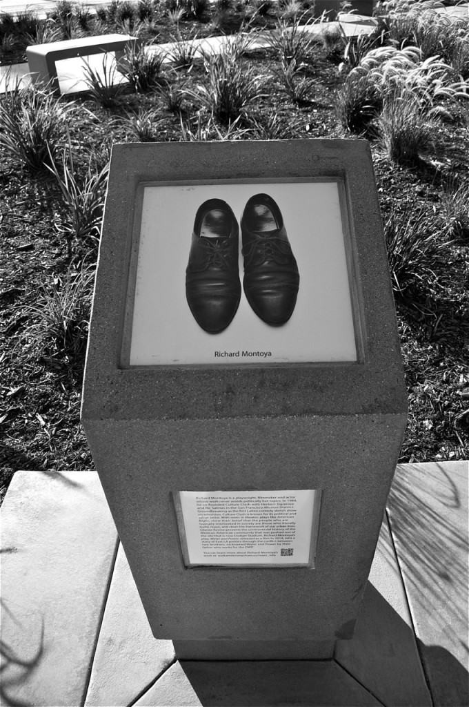 The shoes of Richard Montoya at the Rodeo/Jefferson site. Sahra Sulaiman/Streetsblog LA