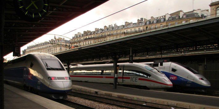 German and Frence high speed trains in Paris. Photo by Ryan Stern