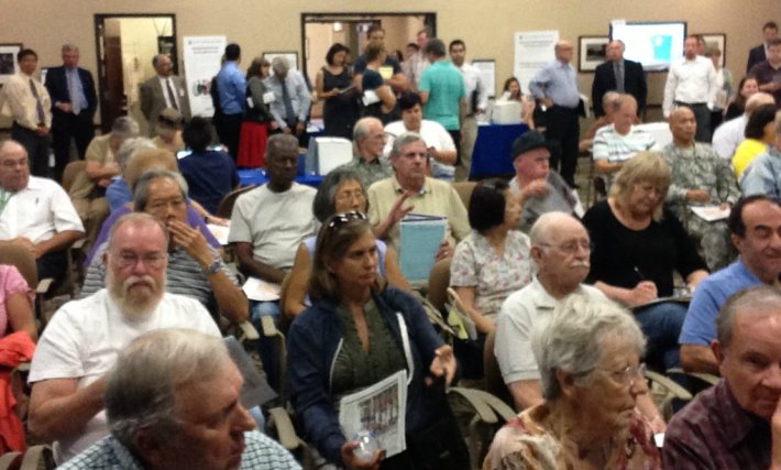 The audience at yesterday's High Speed Rail scoping meeting in Burbank. Meetings continue this week though August 19. Photo: Joe Linton/Streetsblog L.A.