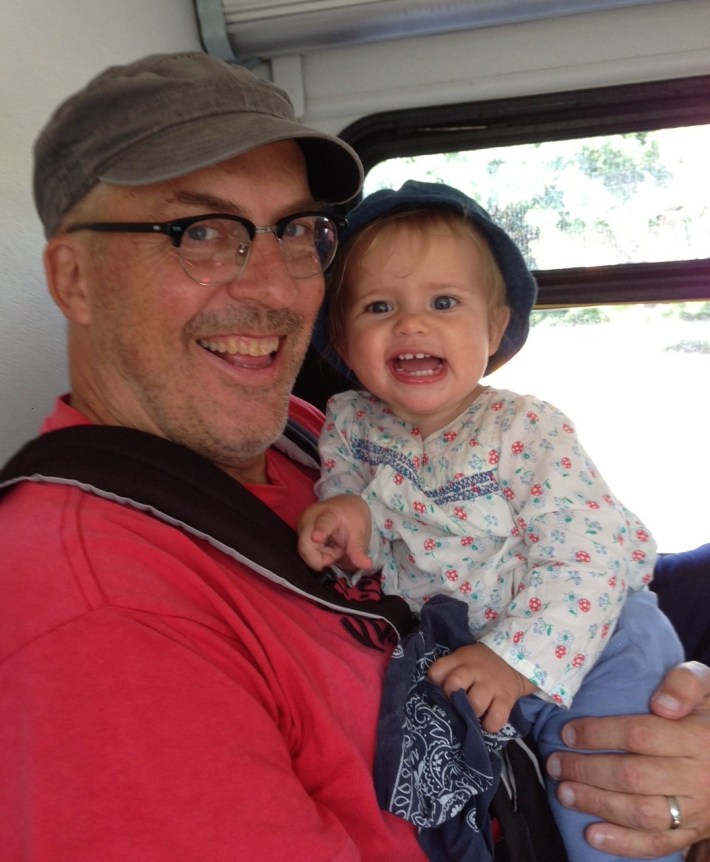 The author riding the bus with my daughter Maeve. Photo: Carrie Lincourt/Streetsblog L.A.