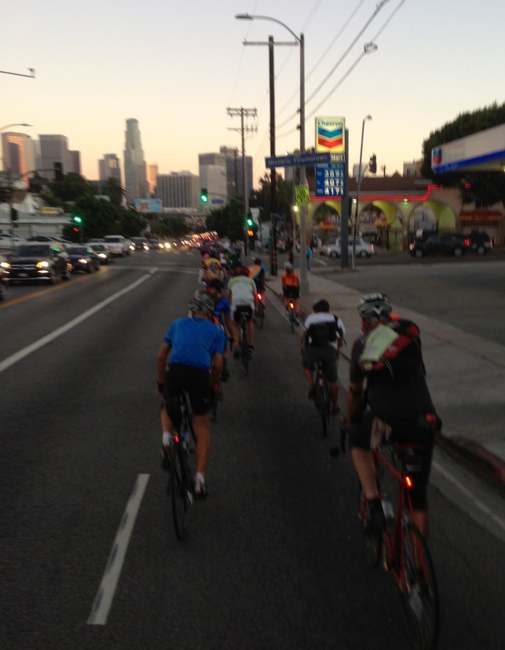 Ride for Milt heading into downtown L.A. via Glendale Boulevard.