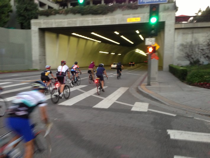 Ride for Milt enters the Second Street Tunnel in downtown L.A.
