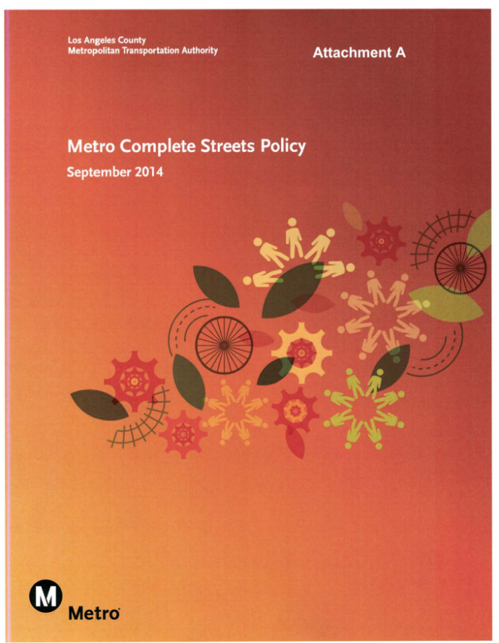 Cover of proposed Metro Complete Streets Policy, approved by Metro's Sustainability Committee today. Image via Metro, full report here.