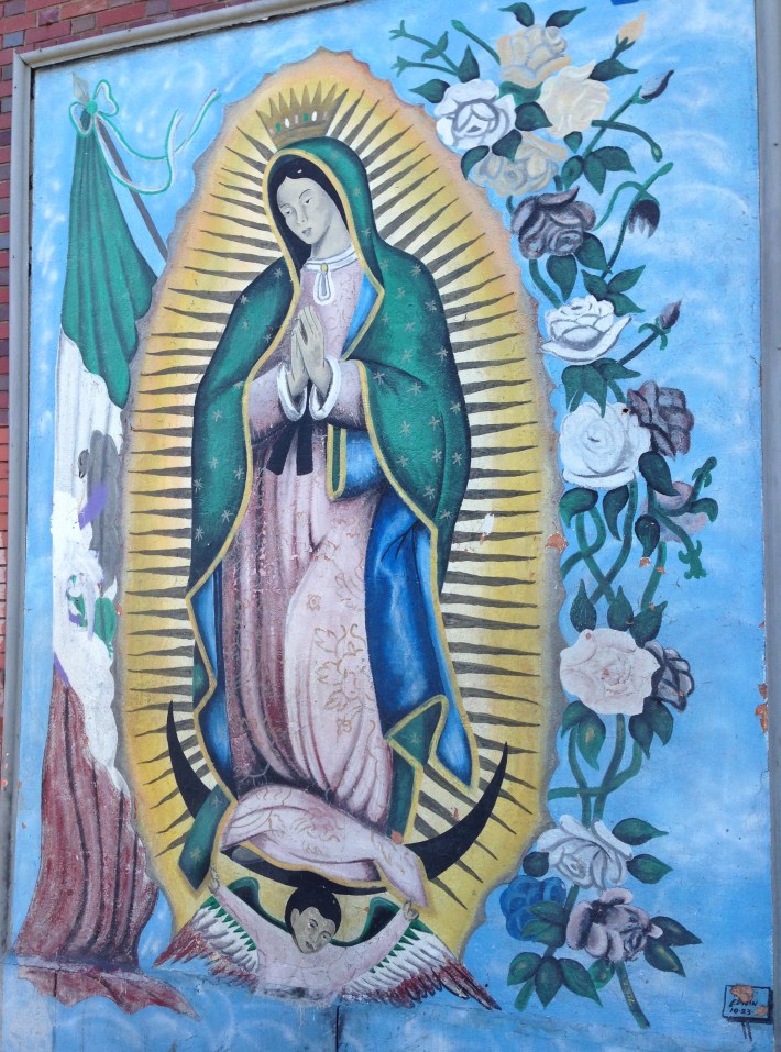 Virgin of Guadalupe mural along Cesar Chavez Blvd in Boyle Heights