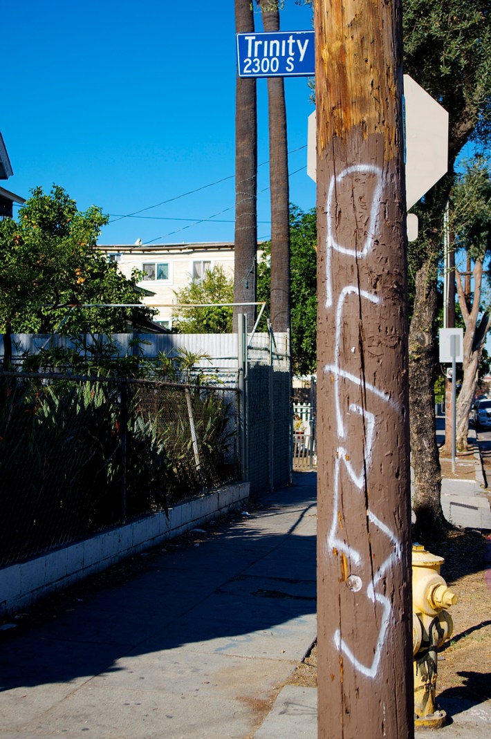 Poles read "PF23." Sahra Sulaiman/Streetsblog L.A.