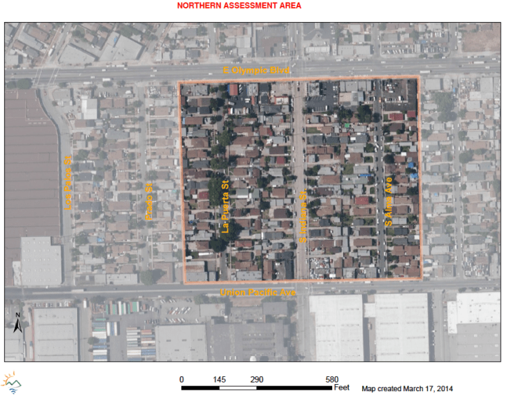 One of the two assessment areas where the DTSC conducted soil sampling looking for lead contamination. Image courtesy of DTSC