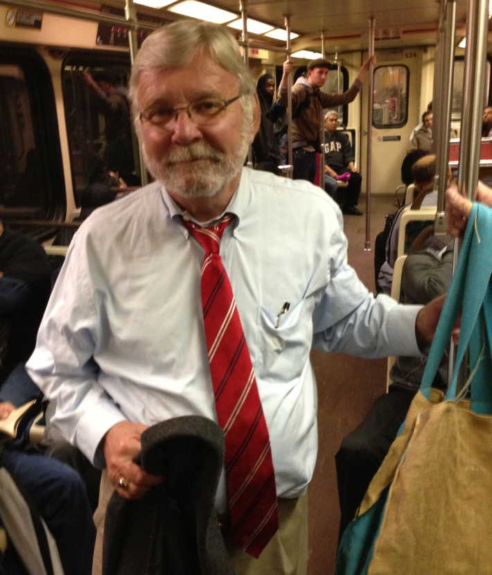 Art Leahy riding the Metro Red Line in December 2014. Photo: Joe Linton/Streetsblog L.A.