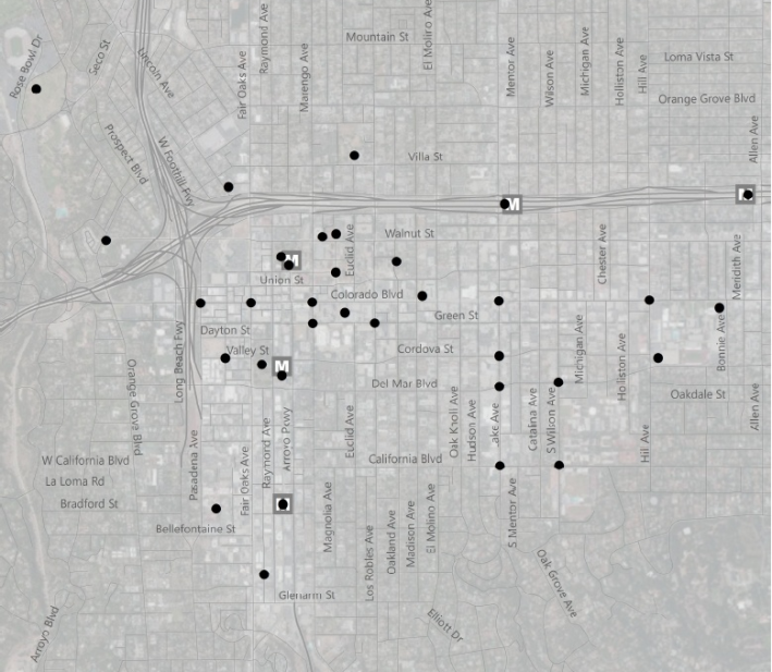 Pasadena bike share map