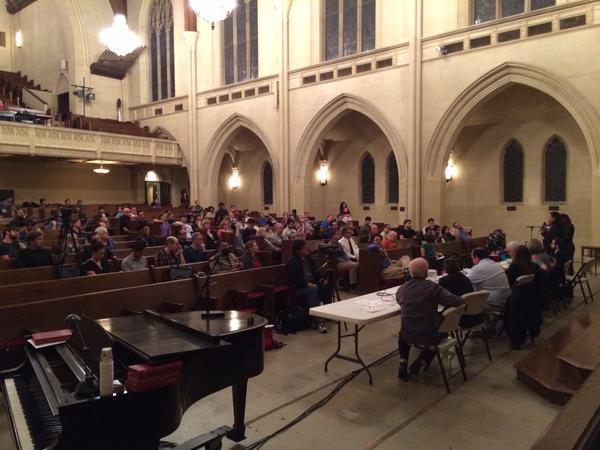 Over 150 people attended last night's forum. Eric Bruins with LACBC snapped a picture from behind the forum tables.