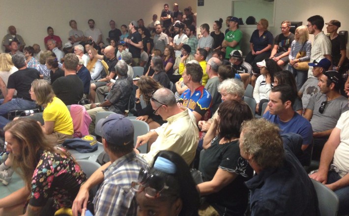 Standing room only crowd as park users rallied to opposed Griffith Park desecration of Mount Hollywood Drive. Photo: Joe Linton/Streetsblog L.A.