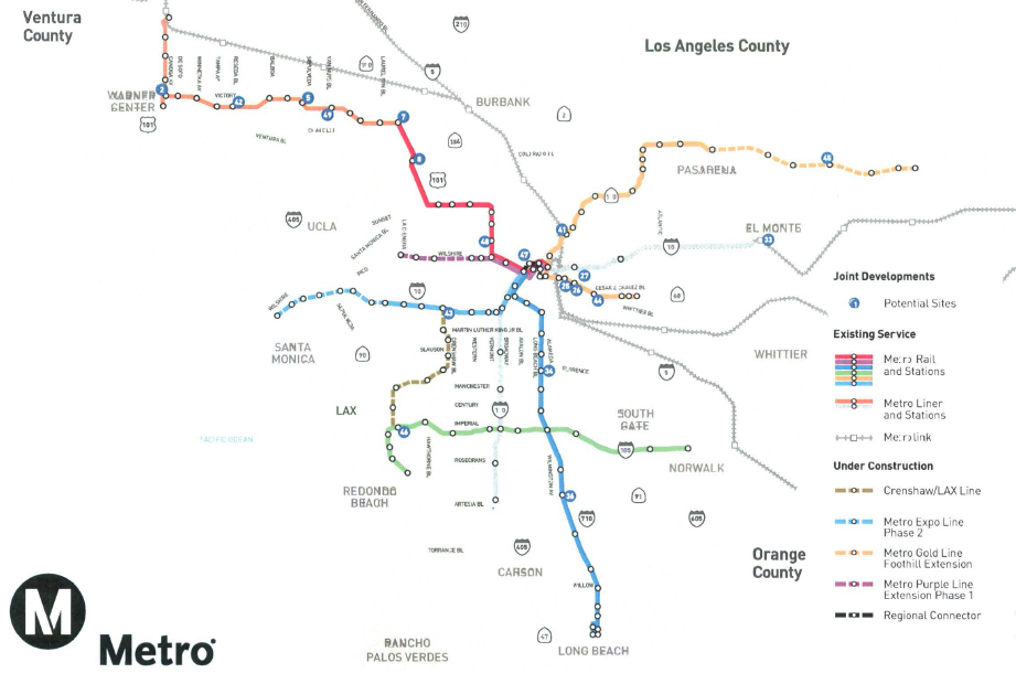 The map of potential transit-oriented affordable housing sites. Source: Metro
