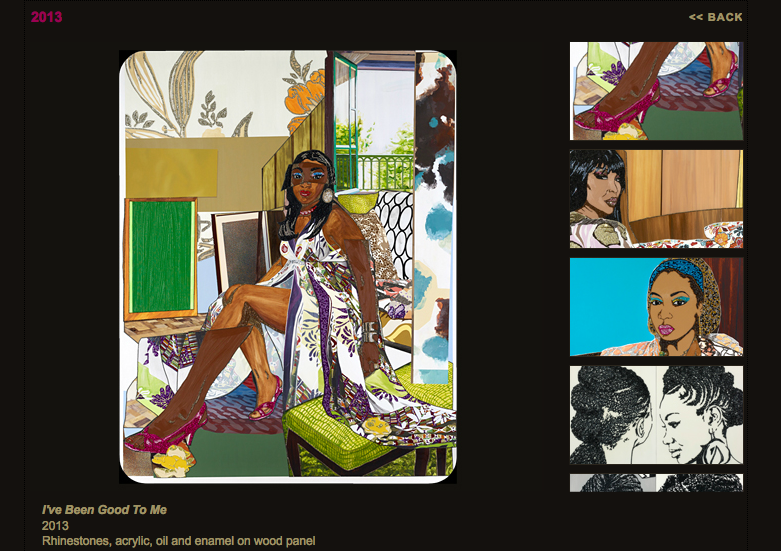 Screen shot of Mickaline Thomas' web page of work from 2013.