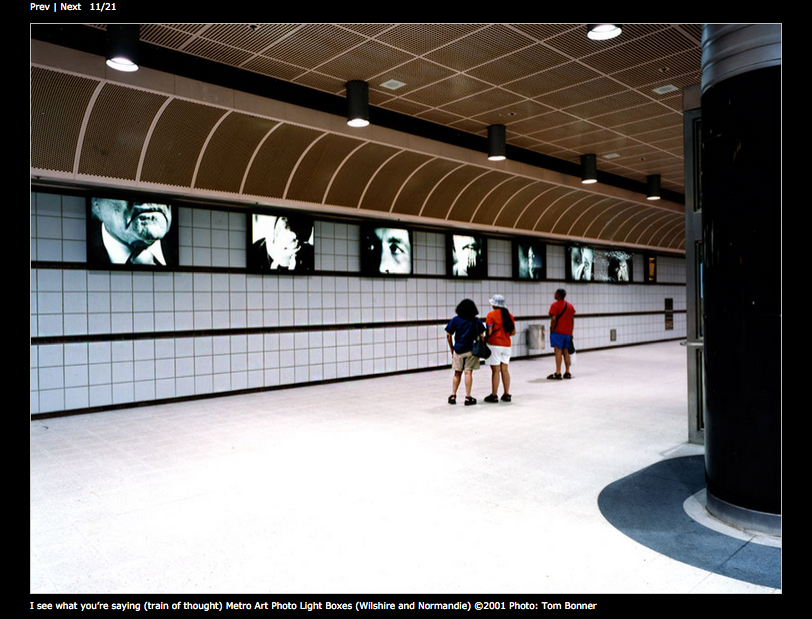 "I see what you’re saying (train of thought)" from the Wilshire/Normandie Station in 2001 (screen shot of her web page)