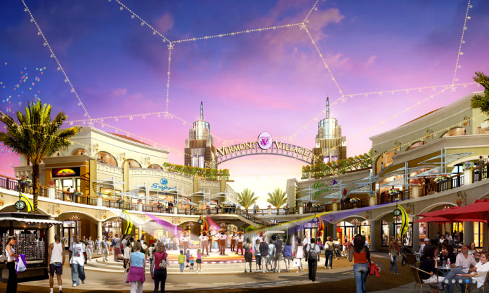 Screenshot of the rendering of the Vermont Entertainment Village interior plaza.