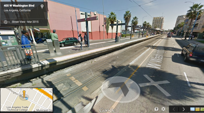 Not the most inviting of stations (Blue Line @ Grand). Google maps screen shot.