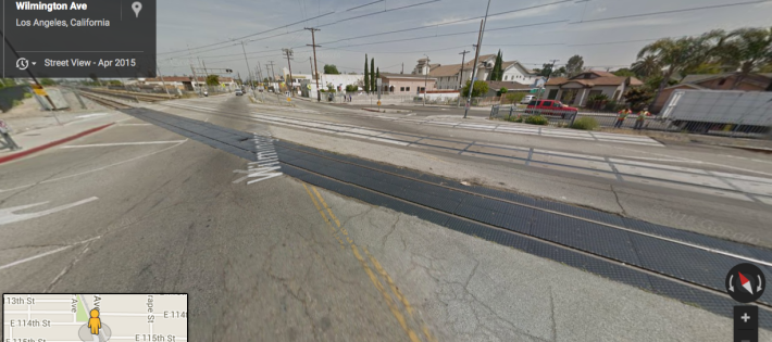The view from the street at Wilmington and the intersection of the Blue Line. (Google map screen shot)