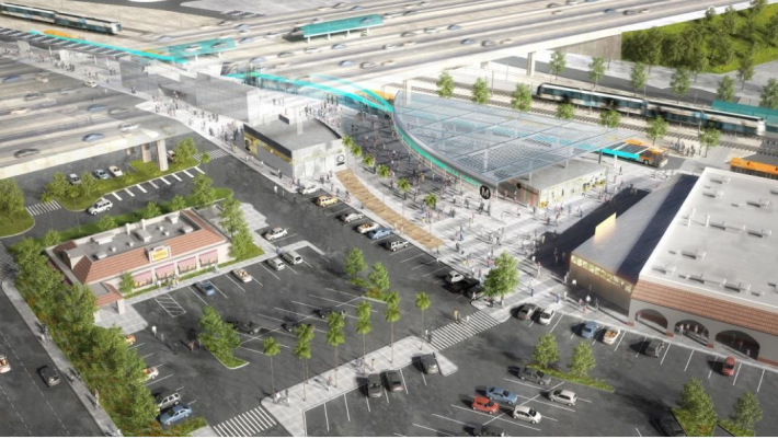 Rendering of a revamped Rosa Parks station in Watts/Willowbrook. (Source: Metro)