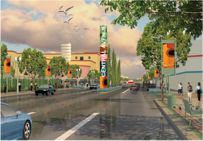 A rendering of what Central Ave. might have been, had the 2009 streetscape plans been implemented.