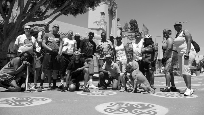 Ride On! and BKoB members and some of the folks they helped out. Sahra Sulaiman/Streetsblog L.A.