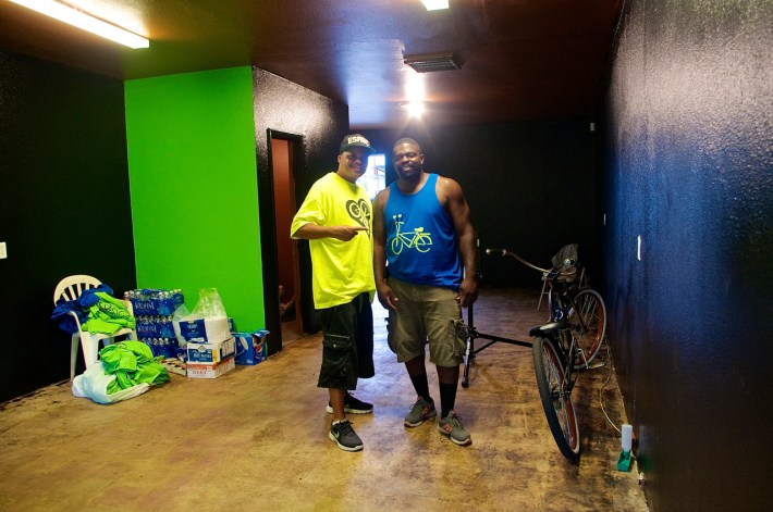 John Jones III and Chuck Standokes stand in the freshly-painted space. Sahra Sulaiman/Streetsblog L.A.