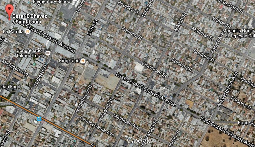 The stretch of Cesar Chavez slated for Great Streets' improvements. (Google maps screen shot)