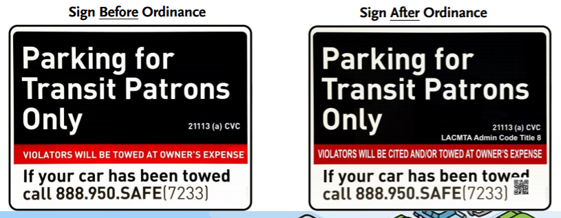 Subtle differences in Metro parking signage - violators can be cited - not just towed. Image via Metro [PDF]