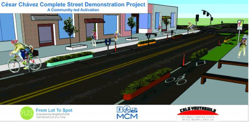 Nuestra Avenida. A potential design for a pop-up festival to be thrown by MCM, YouthBuild, and From Lot to Spot on Cesar Chavez in Boyle Heights.