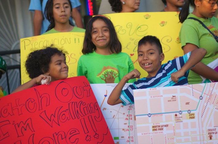 Kids call for a safer street. Sahra Sulaiman/Streetsblog L.A.