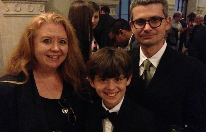 Mattlock Grossman (center) and his parents at the L.A. County Bicycle Coalition's Firefly Ball