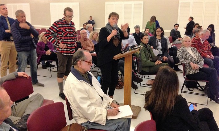 Concerned stakeholders during last night's public comment on the proposed Griffith Park shuttle plan. Photo by Joe Linton/Streetsblog L.A.