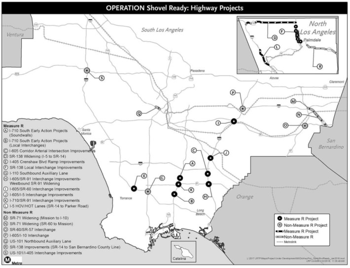 Metro Operation Shovel Ready Highway Projects map