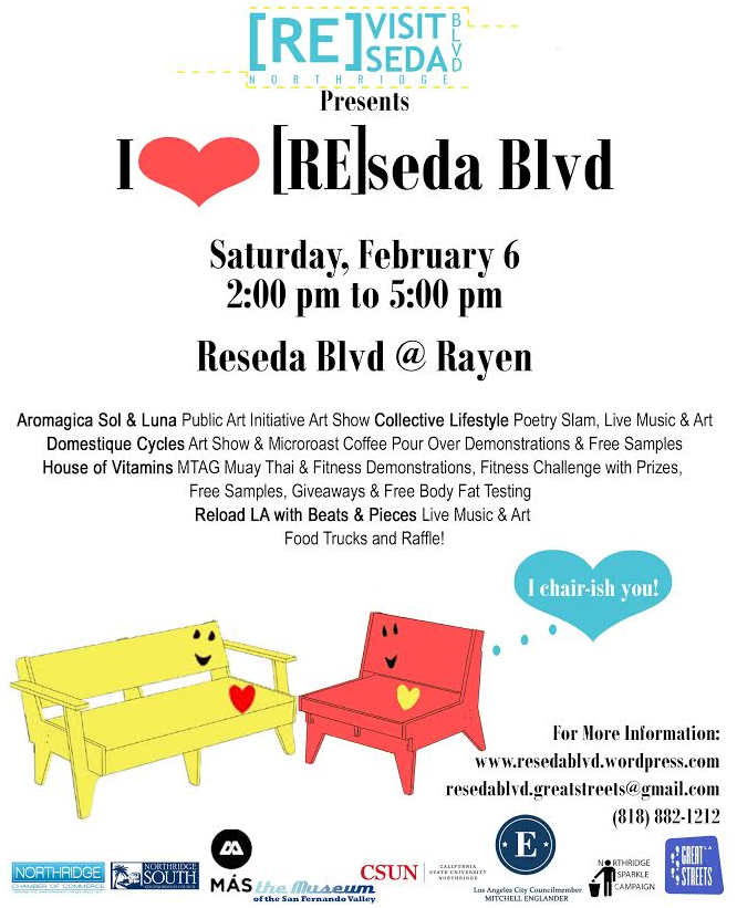 I heart Reseda Boulevard takes place tomorrow! Other Great Streets challenge grant activities happening later this month and next