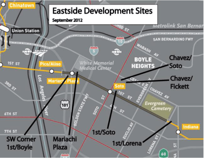 Proposed developments at Metro-owned lots in Boyle Heights. Most are affordable housing projects. Source: Metro